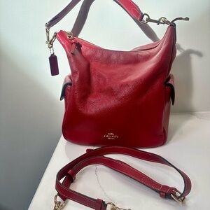 Coach Pennie Pebbled Leather Shoulder Bag w/ 2 straps & bag tag EUC